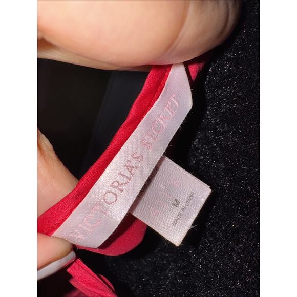 Vintage Y2K Victorias Secret 100% Silk Red Mini Slip Dress Lace Chiffon M - Picture 5 of 9